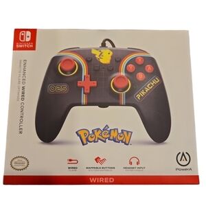 POKEMON ENHANCED WIRED CONTROLLER NINTENDO SWITCH. POWER A. PIKACHU.